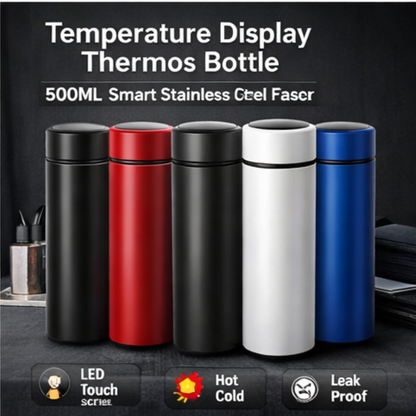 🌡️ Temperature Display Thermos Bottle 💧 | 500ML Stainless Steel Smart Flask 🔥❄️ LED Touch Display